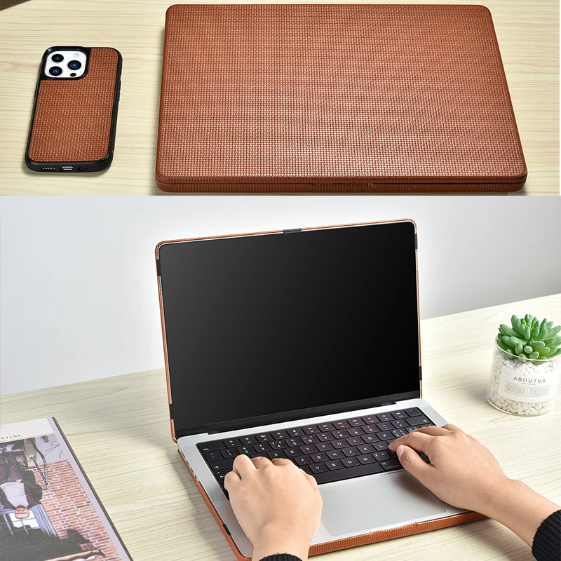 Capa de Laptop de Couro Genuíno Capa para Macbook Pro 14 A2442 A2779 Macbook Pro 16 2023 A2485 A2780 A2991 - Imagem 5
