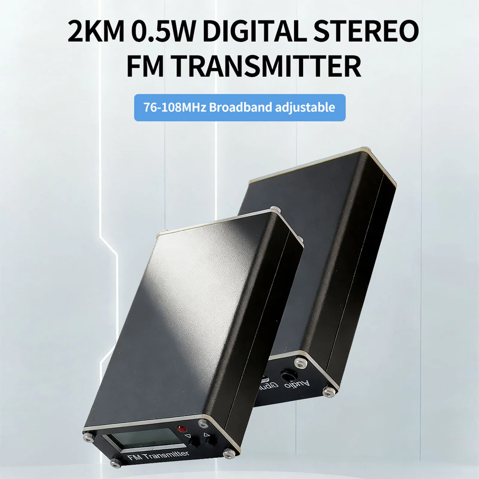 Premium Digital Display Stereo FM Transmitter with 2000m Range