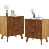 Mid Century Modern Dresser, 3 Drawer Dresser for Bedroom Wood, 3 Drawer Nightstand Set of 2, Storage Cabinet Side Table 1