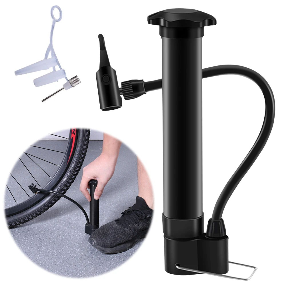 80PSI Bike Manual Air Pump Schrader Valve Bicycle Floor Pump Lightweight Balloon Tire Inflator for Road Mountain Bikes Balls