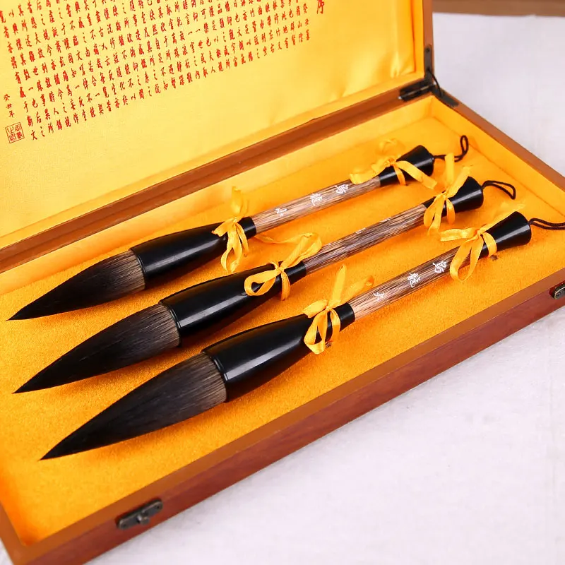 Bear Hair Calligraphy Brush Pen Set Large Hopper-shaped Brush Traditional Painting Writing Couplets Splash Ink Drawing Brush Pen