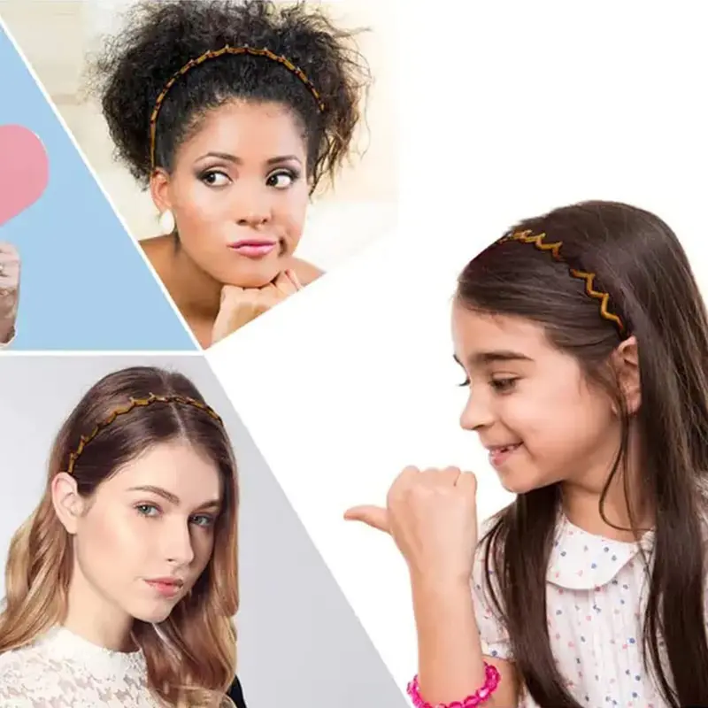 Korean Women Hair Comb Non-Slip Headband Plastic U Shape Hair Hoops Fixed Teeth Fluffy Top Hair Bands Headwear Hair Accessories