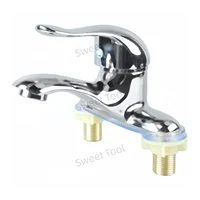 ก๊อกน้ำผสมแบบ 2 รู ก๊อกน้ำห้องน้ำ โลหะผสมสังกะสี แบบมือจับเดี่ยว ก๊อกน้ำแบบติดตั้งบนเคาน์เตอร์ 2 รู ก๊อกน้ำร้อนน้ำเย็น สำหรับบ้านและโรงแรม 1