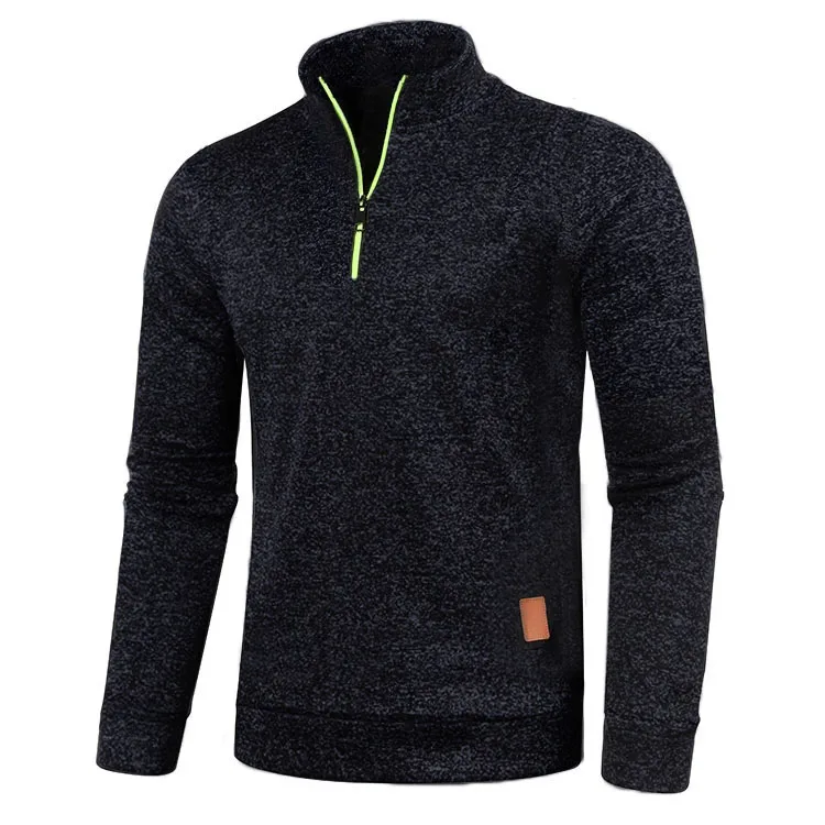 Men's Half-Zip Stand Collar Pullover Sweatshirt - Solid Color