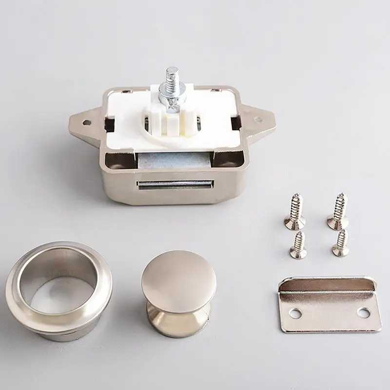 Keyless RV Push Cabinet Locks Cabinet Door Catches Locks Drawer Keyless Zinc Alloy Button For RV Camper Van Motorhome Caravan