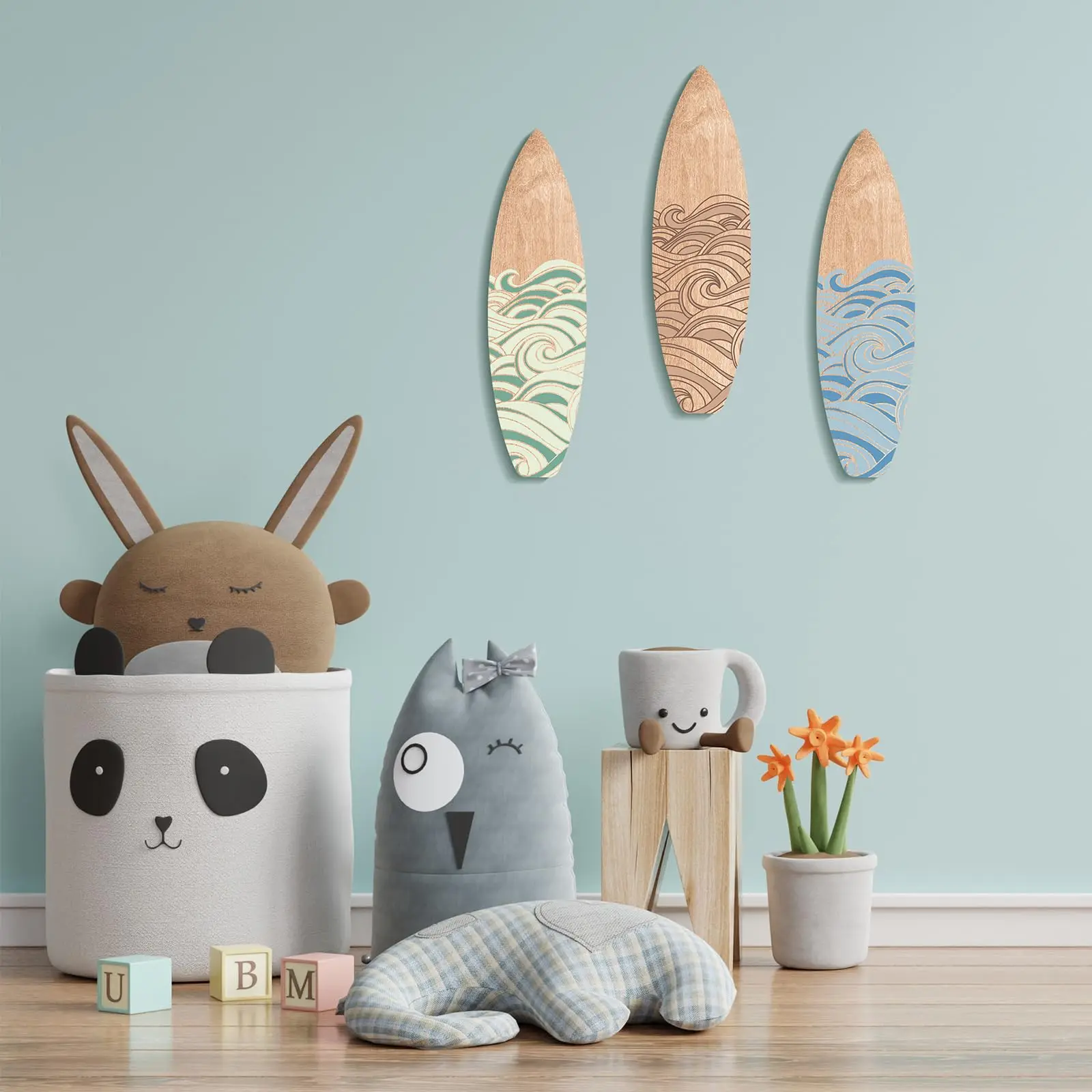 1pc/3Pcs 나무 해변 장식 서핑 보드 벽 장식 여름 서핑 보드 벽걸이 열대 침실 거실 장식