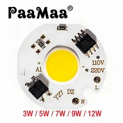PaaMaa 3W 5W 7W 9W 10W 12W Y27 LED COB Chip Lamp 220V Smart IC No Need Driver LED Bulb For Flood Light Cold White Warm White