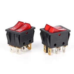 Dual Red Light Toggle Rocker Switch, Pack of 2 - Heavy Duty ON/OFF, 6 - Pin Design (Red)