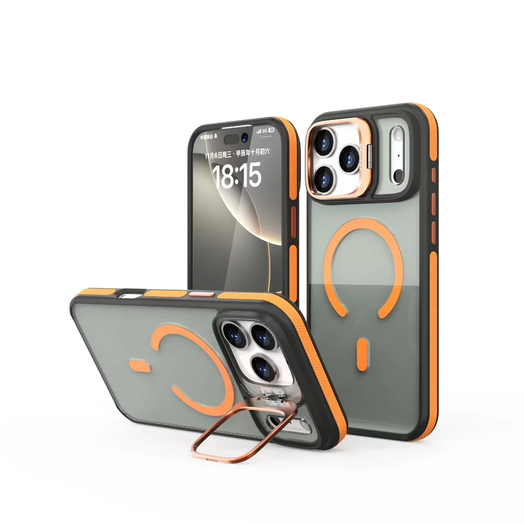 Luxury Matte Clear Kickstand Stand Magnetic Phone Case Cover