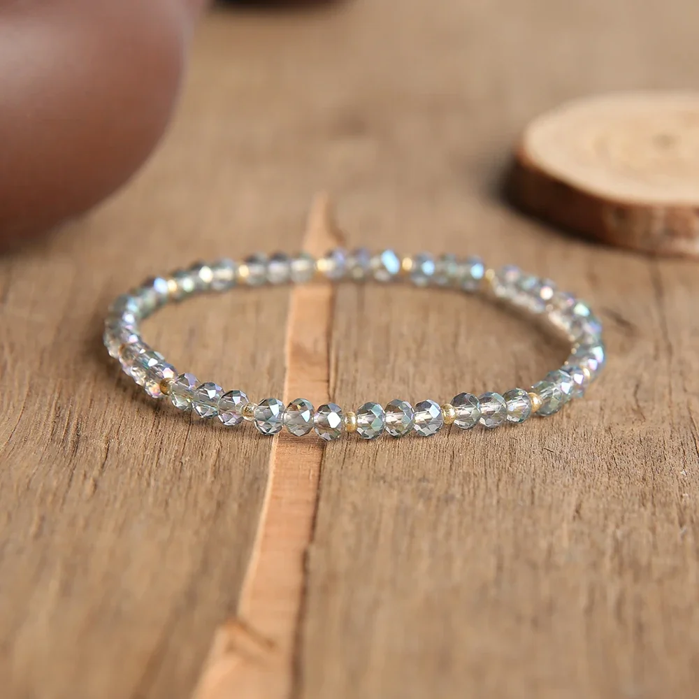 

*OAIITE Natural Crystal Quartz Shiny Transparent White Crystal Bracelet Female Refraction Colorful Light Fashion Jewelry Gift