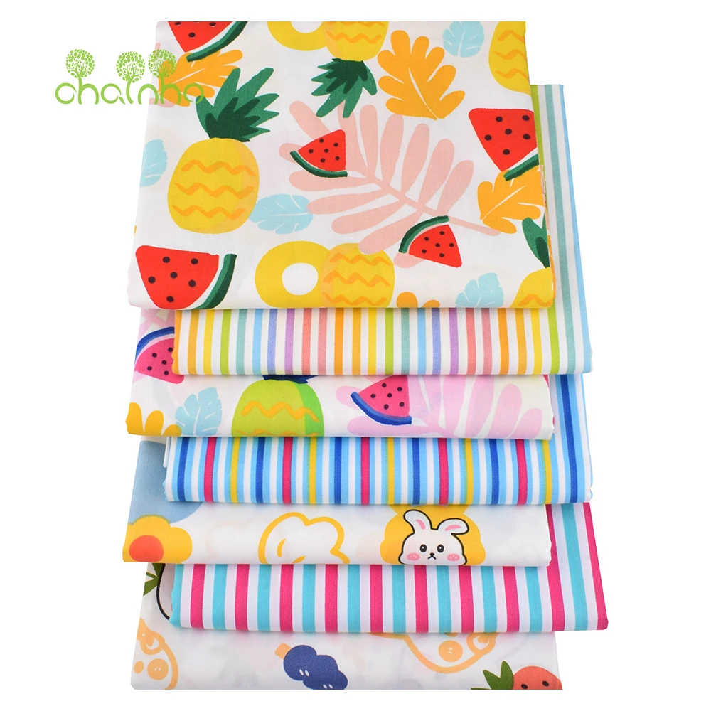 Chainho,Printed Twill Weave Cotton Fabric,DIY Sewing Quilting Material,Patchwork Cloth,Home Textiles,Floral Series,4 Sizes,3C48