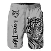 2024 Summer New Men Beach Shorts Casual Cool Animal 3d Print Tiger Short Pants Running Trunks Breathable Men Pockets Swimwear 1