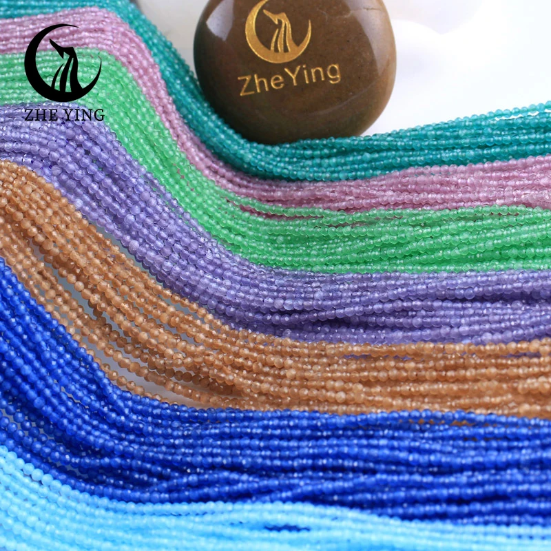 Zhe Ying 13 Colors 2mm Cat Eye Glass Beads 48 Faceted Loose Beads for
