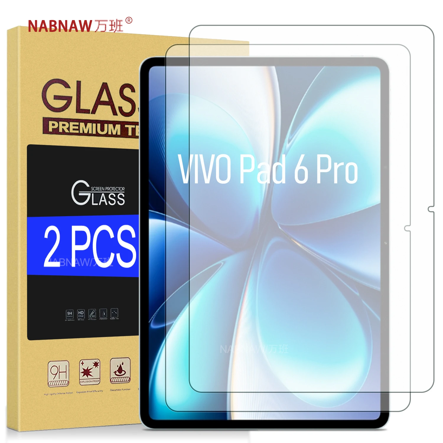 Premium Tempered Glass Screen Protector for Tablets - Scratch Proof, Clear, Easy Installation, 2-Pack