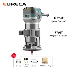 

710W 30000r/min Woodworking Trimming Machine Wood Router Tool Combo Kit Engraving Electric Hand Trimmer with Milling Cutter