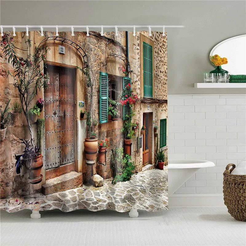 Beautiful scenery, printed shower curtain, bathroom blackout decoration, curtain