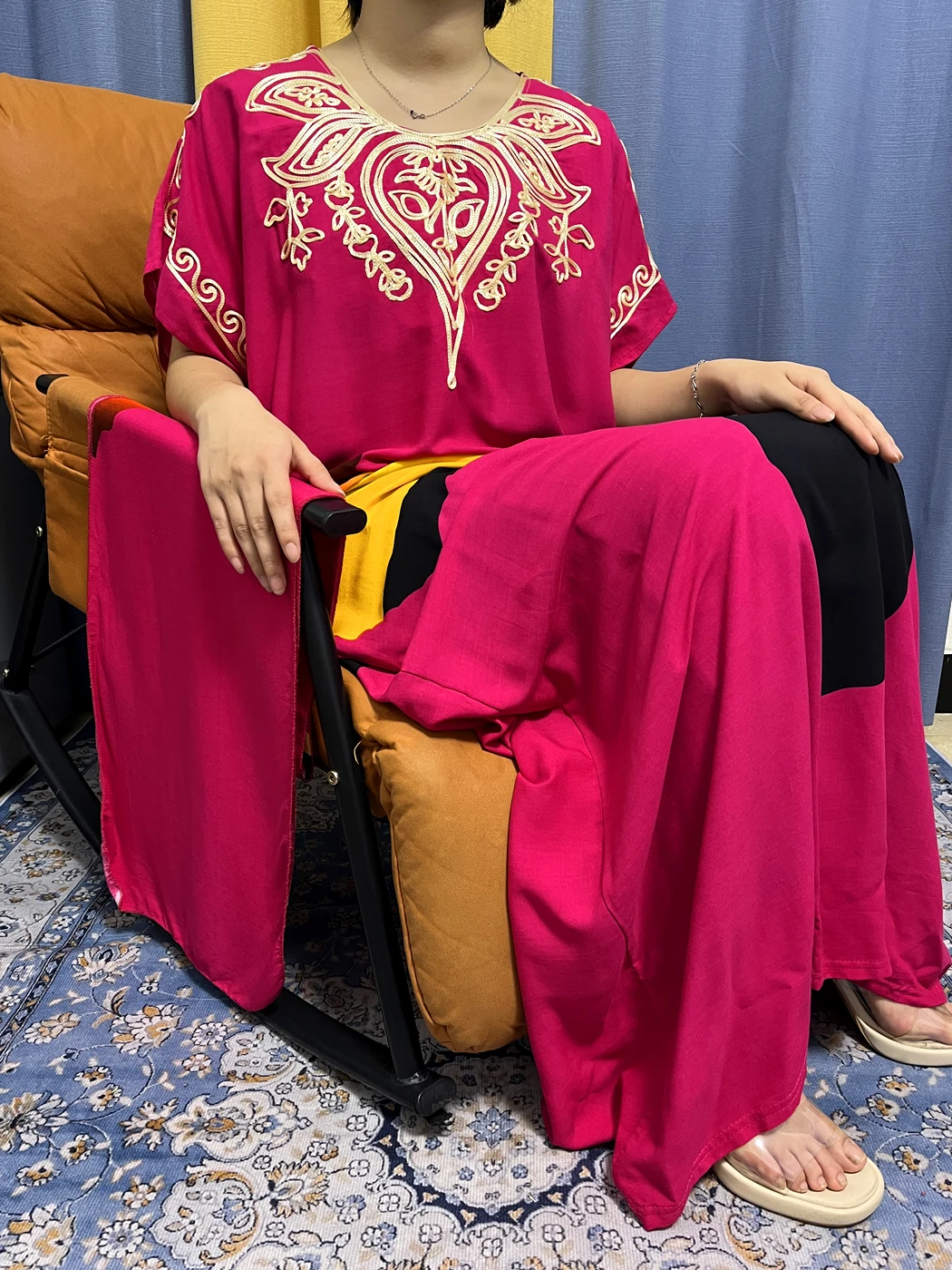 Muslim Abayas For Women 2023 Summer Print Appliques Cotton Loose Femme Robe African Nigeria Dress Kanga Clothing With Headscarf