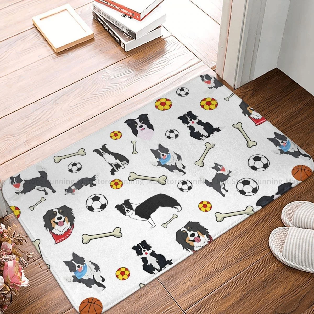Border Collie Pet Dog Bath Tappeto Antiscivolo Playtime Soggiorno Mat Benvenuto Zerbino Home Decor Tappeto