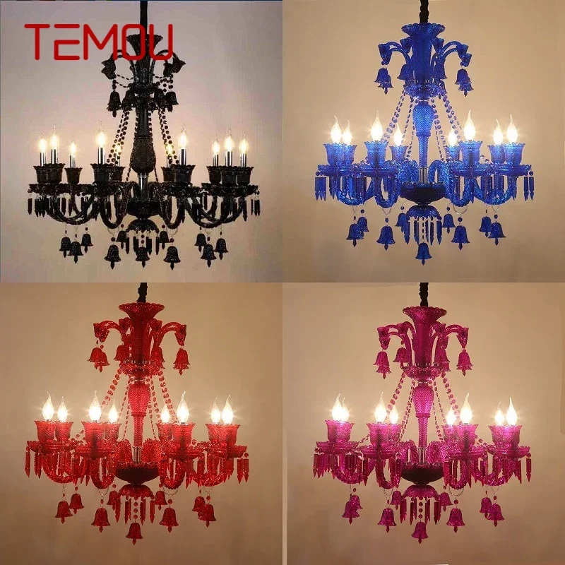 

TEMOU Luxurious Style Crystal Pendant Lamp European Candle Lamp Art Living Room Restaurant Bedroom Villa Chandelier