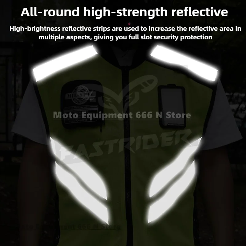 Motorcycle Safety Riding Suit Reflective Vest Motorcycle Cooling Vest Travel Night Fluorescent Breathable Biker