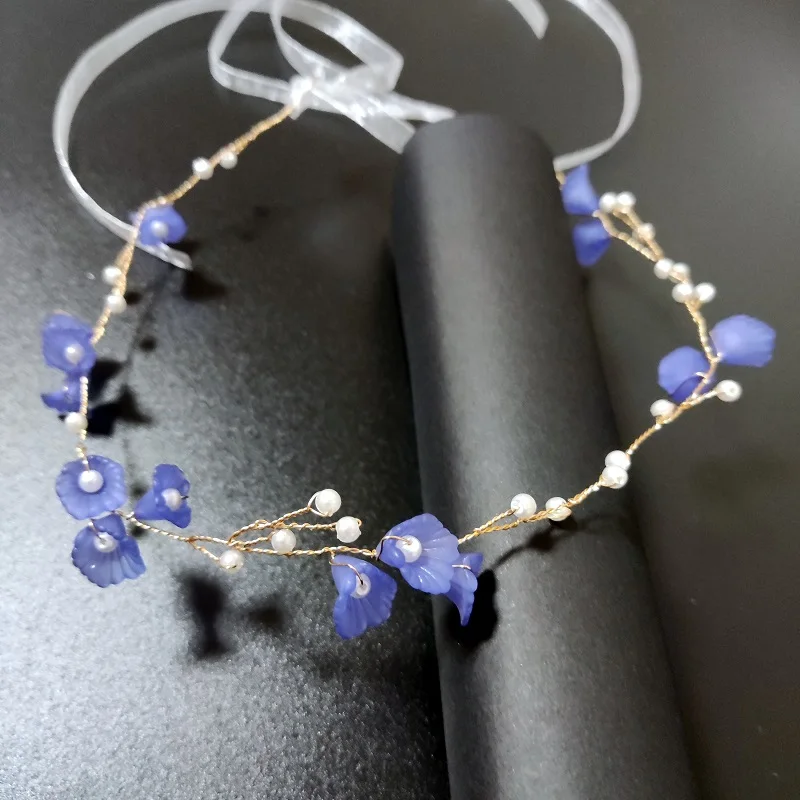 Pfirsich Schmetterling Perle Blume Haar Rebe Band Stirnband Tiara Für Frauen Braut Mädchen Hochzeit Braut Haar Zubehör Schmuck Rebe – Detail 27