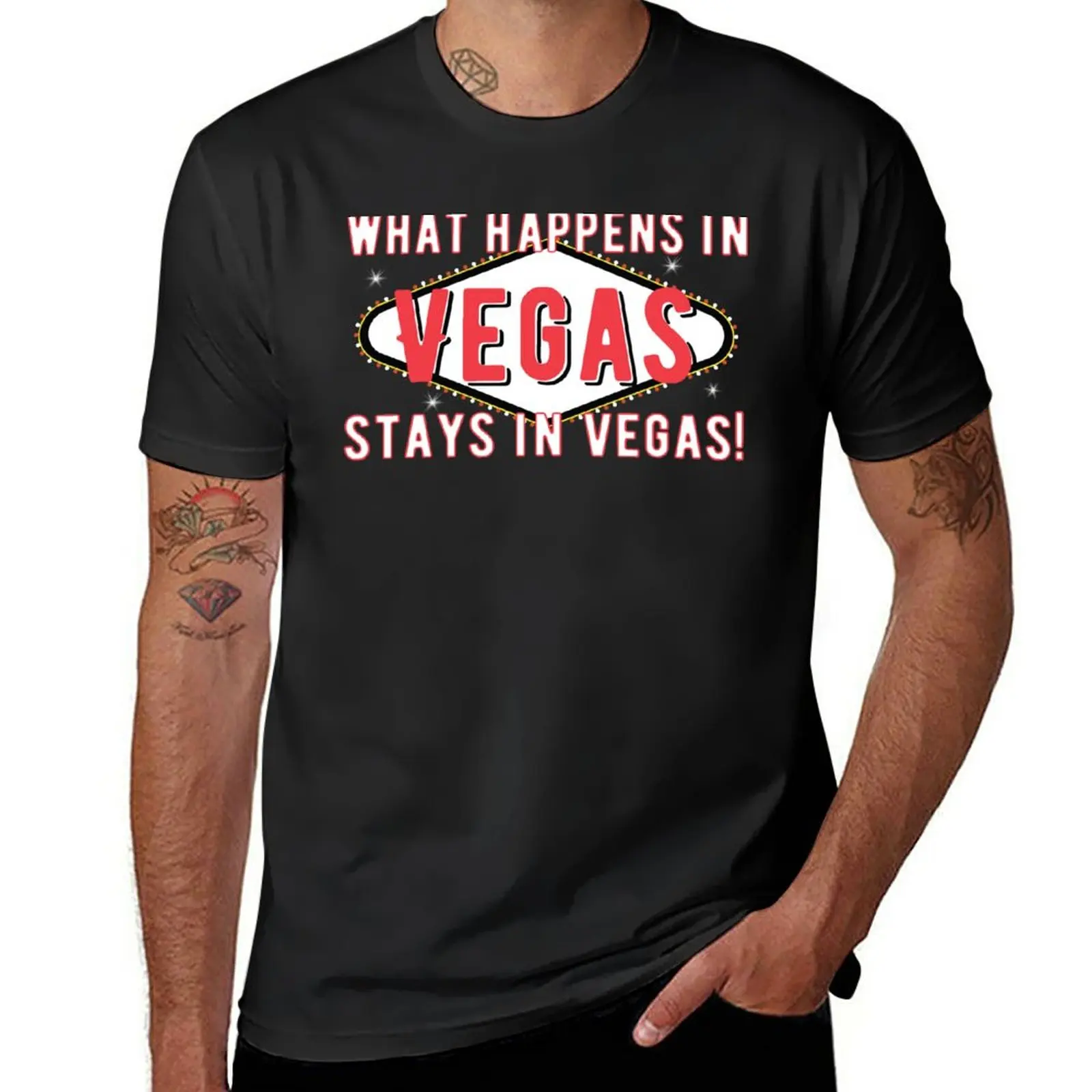 

New What happens in Vegas stays in Vegas. T-Shirt Short sleeve tee black t shirt kawaii clothes mens graphic t-shirts hip hop