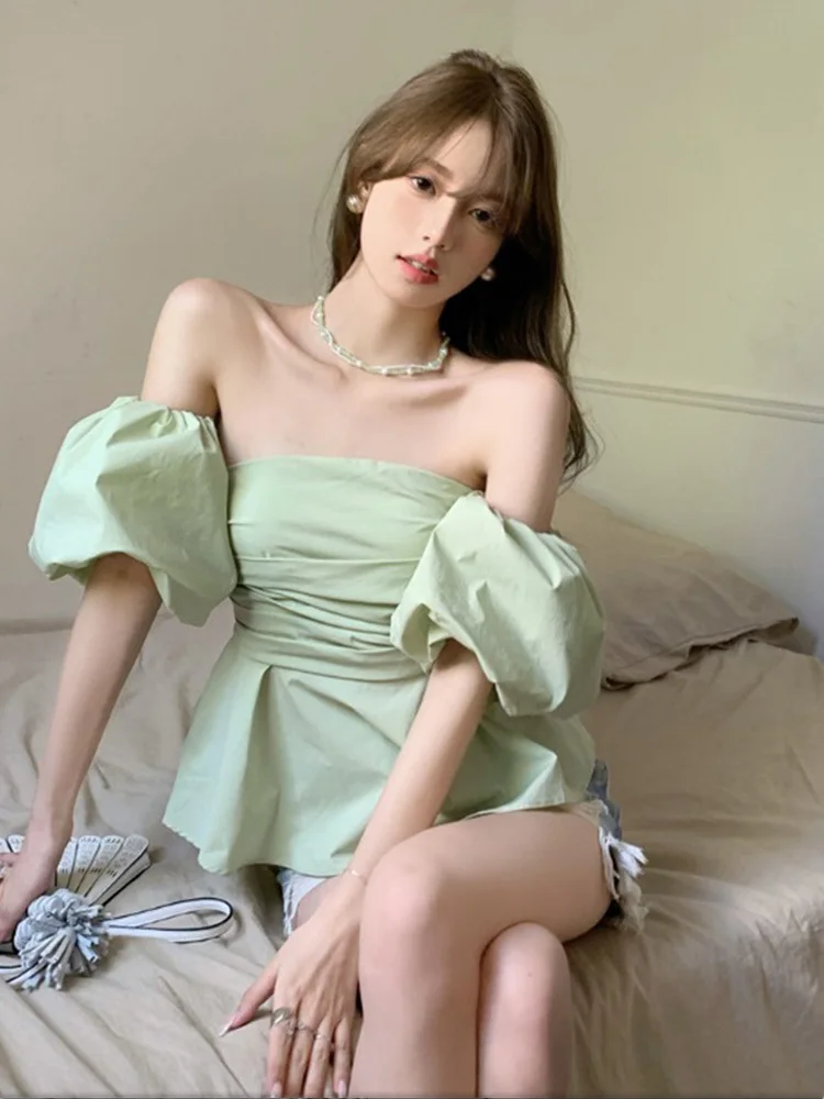 

Женская блузка с открытыми плечами, с коротким рукавом