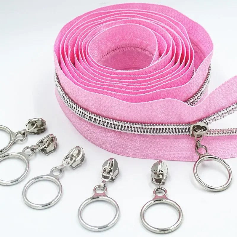 20pcs 5# Nylon Circle Zipper Puller Clothing Accessories Zinc Alloy luggage And Home Textile Puller zipper pullers