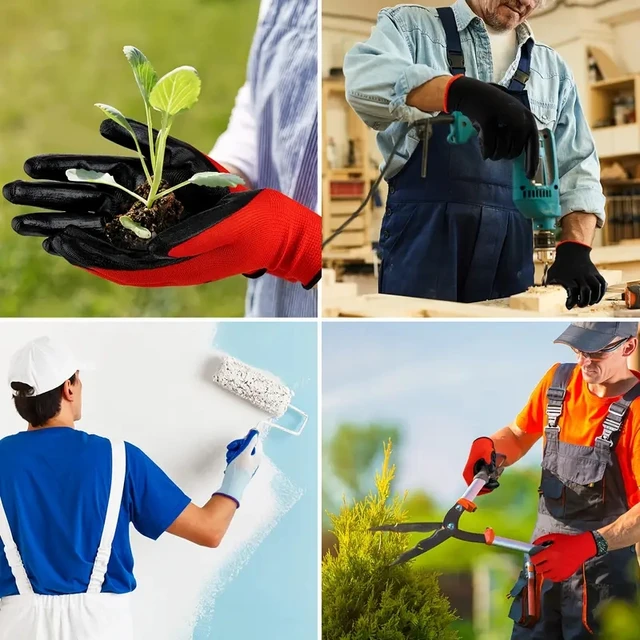 20PCS PU Coated Safety Work Gloves Non-Slip Seamless Knit Work Gloves for Men Gardening Construction Repair Yard Outdoor Gloves 6
