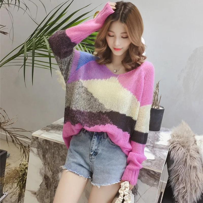 Kawaii Clothes Pink Sweater Woman Knitted Pullover Womens Sweaters Long