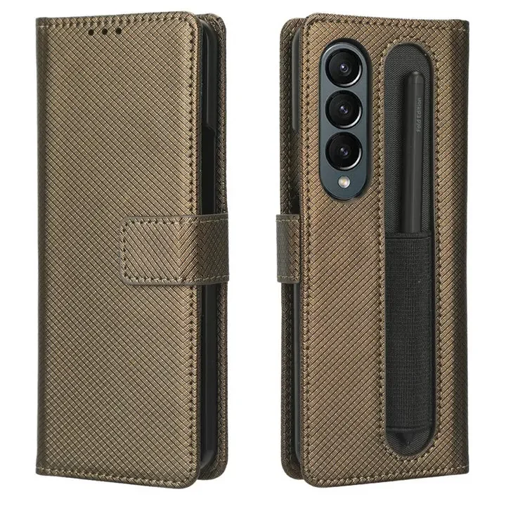 Leather Case For Samsung Galaxy Z Fold 6 5 4 3 Fold6 Fold5 5G With Pen Slot Card Solt Holder Phone Book Wallet Cover No With Pen | Gaffar India