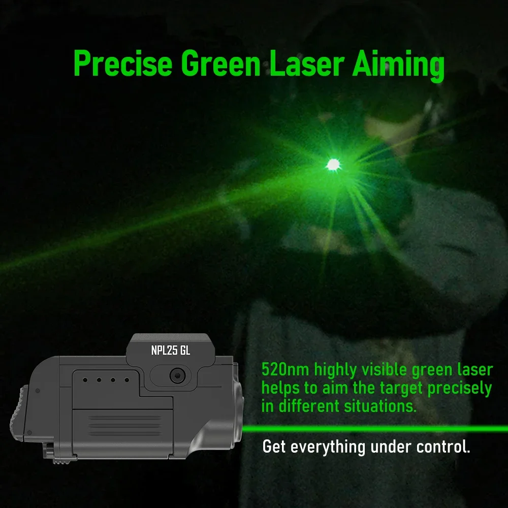 NITECORE NPL25 GL Compact Tactical Light  900 lumens headlamp with a convenient rapid battery for Pistol Airsoft Picatinny Rail 3