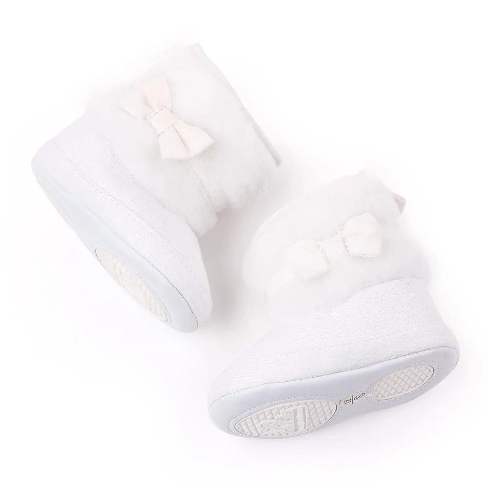 Winter Baby Girl Boots High Top Soft Soled Comfortable Butterfly Bowknot Design Warm Cotton Toddler Shoes First Walkers R0135