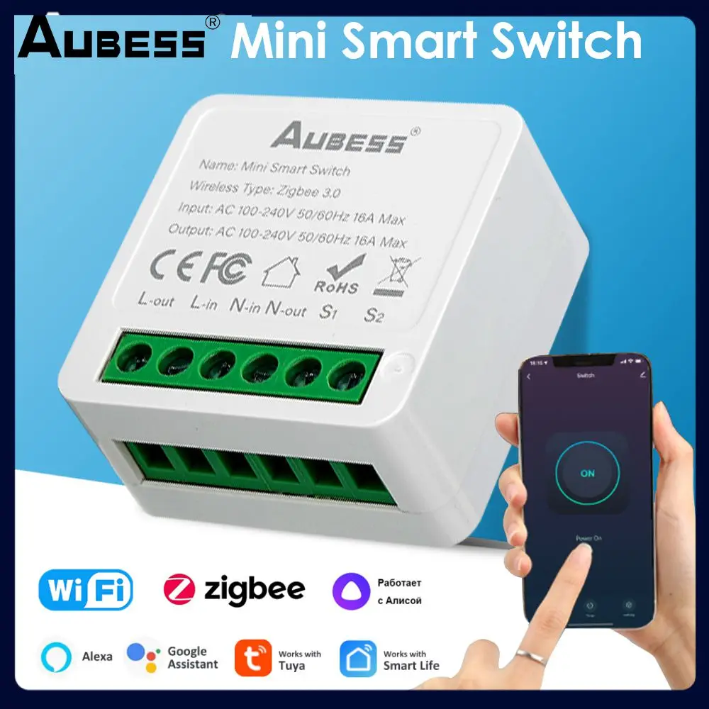 Tuya Zigbee Smart Switch 16A 10A Smart Life Module DIY Supports 2 Way APP Voice Relay Timer Work With Alexa Google Home Alice smart switch