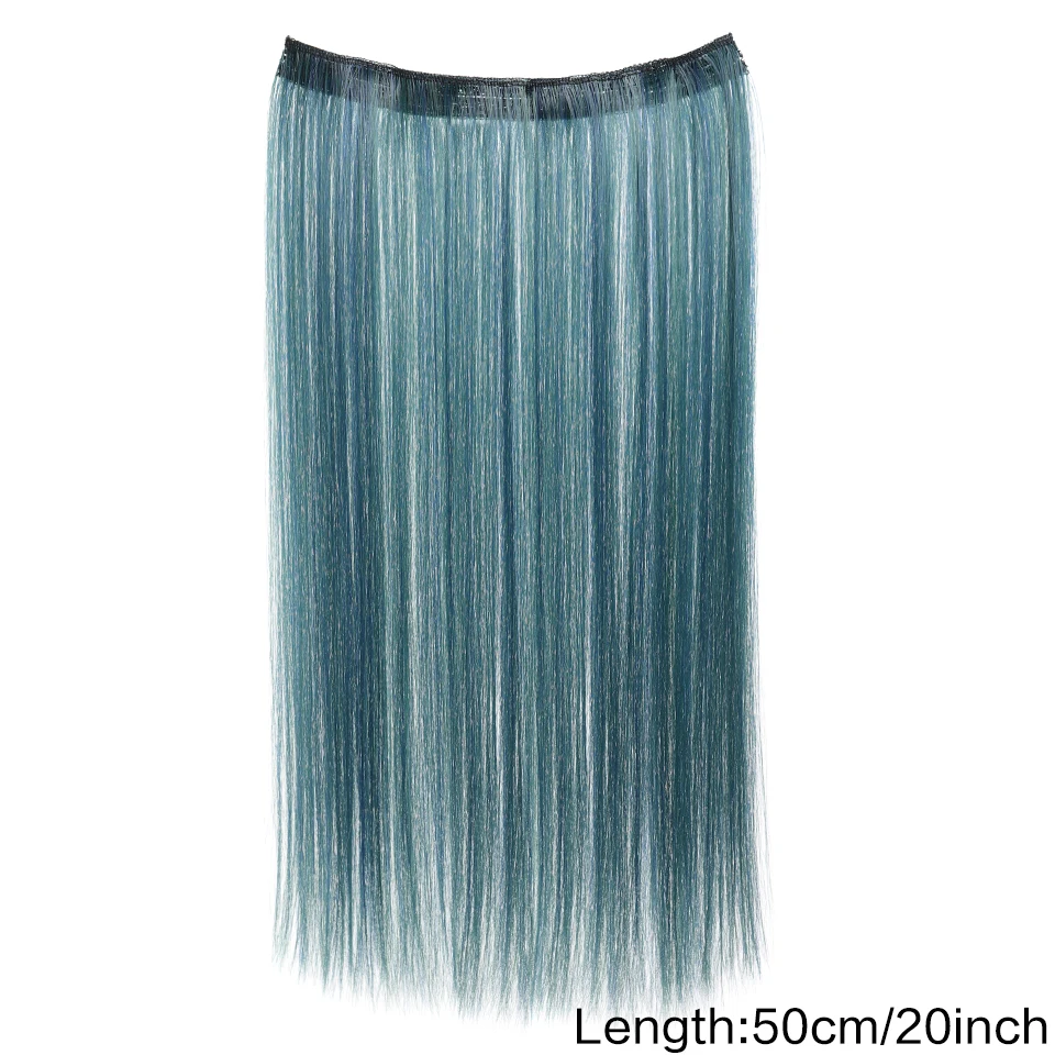 LUPU Synthetic Clip In Straight Hair Extensions Colorful Pink Purple Blonde Hairpiece For Women Holidays Christmas Party Use