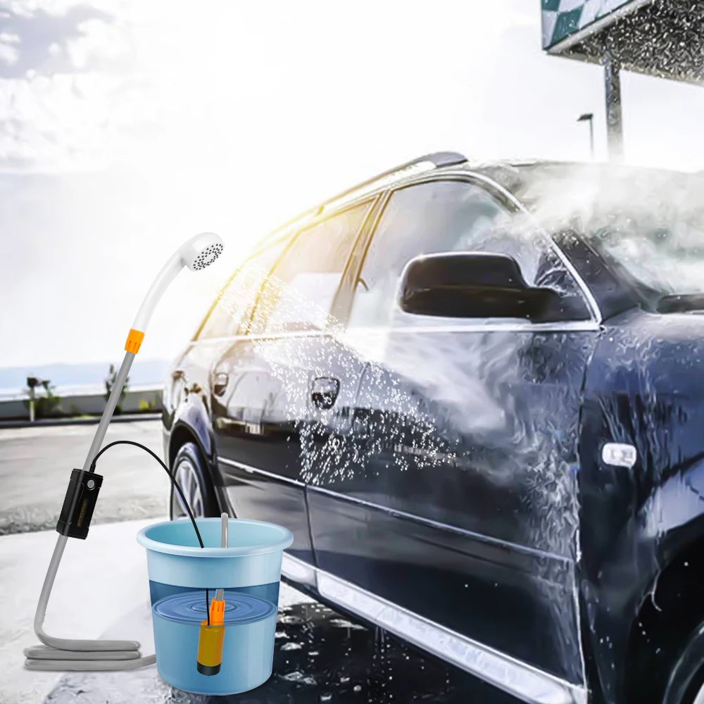 משאבת מקלחת חשמלית ניידת נטענת לטיולים בחוץ, חוף, נסיעות ברכב וכביסת חיות מחמד