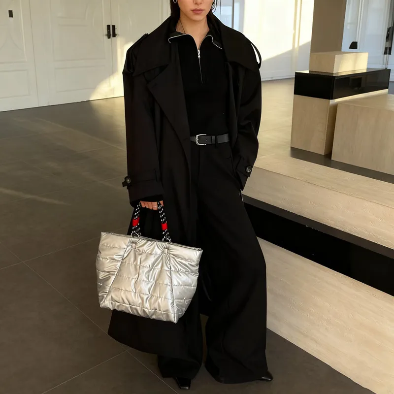 High Quality Winter Large Capacity Tote Fashion Feather Padded Handbag Women Underarm Bag Quilted Solid Color Shoulder Bag