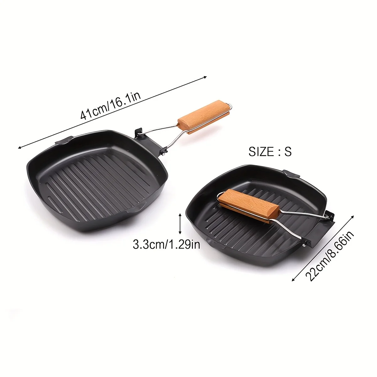 1pcs Non-Stick Cast Iron Skillet with Foldable Handle-Steak & Egg Pan, Easy Clean,Outdoor Camping Cookware