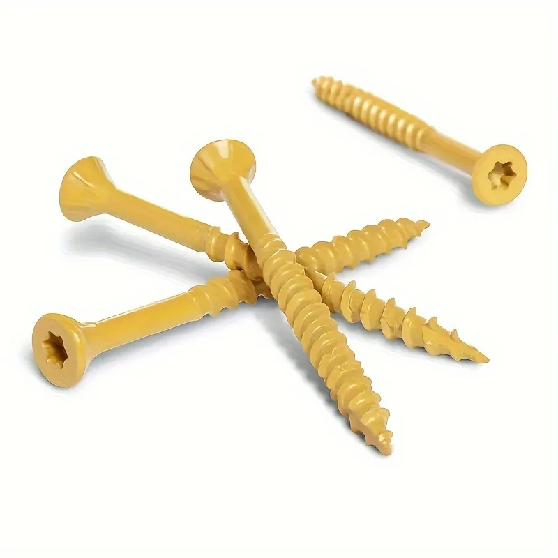 Jake Sales #9 X 1-1/2" Tornillo De Madera Multiusos Con Revestimiento De Bronce Torx/Star Drive Cabeza Plana (1 Libra - 140 Aproximadamente Tornillos