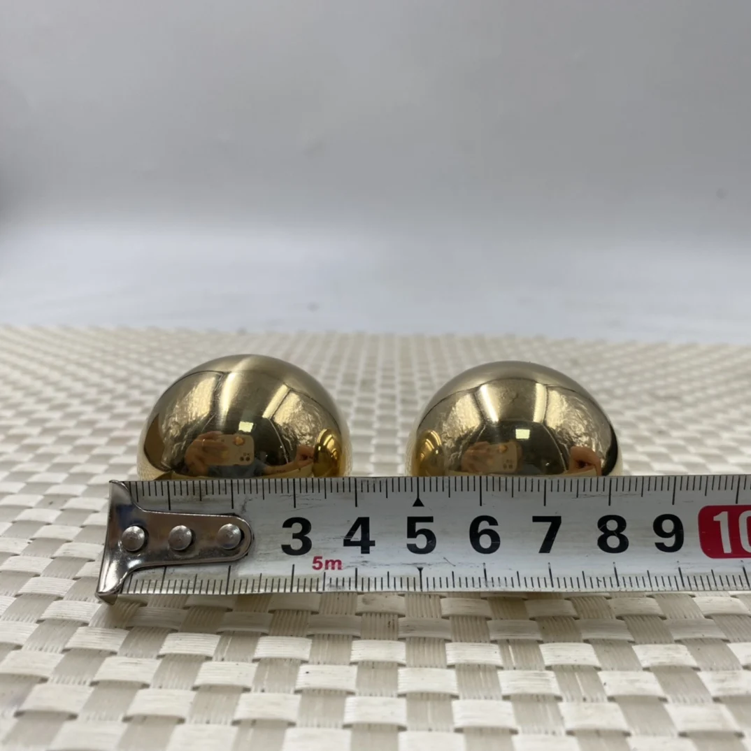 Relaxation Therapy A pair of yellow Pure copper Fitness tools Health Meditation Balls Hand finger Exercise Stress Relief Balls 4