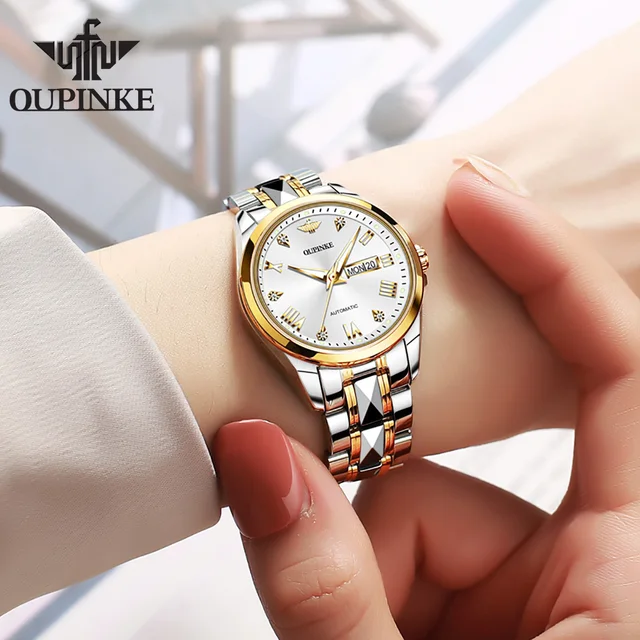 OUPINKE Watches For Women Luxury Fashion Automatic Mechanical Waterproof Sapphire Mirror Ladies Watch Bracelet Jewelry Set 1