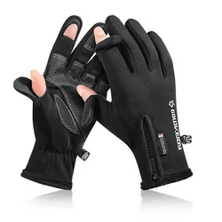 Waterproof Windproof Winter Fishing Gloves - Velvet Warmth and Protection - XXL (Black)