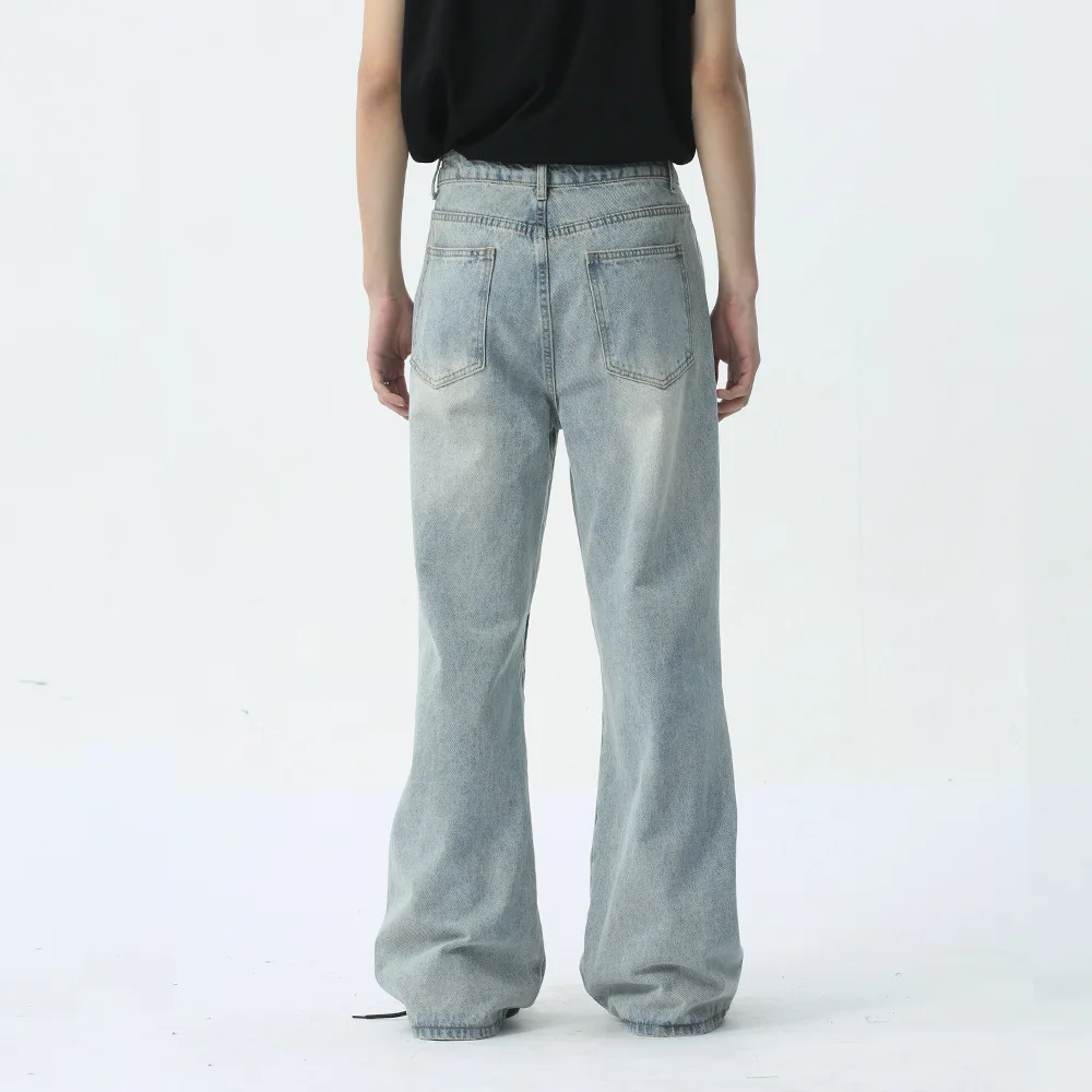 2024 Spring New Fashionable Jeans Trendy Male Straight Jeans Loose Comfort Wide Leg Trousers Zipper Pocket Men's Clothes