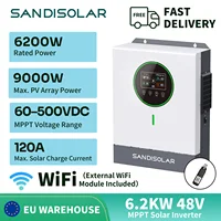 SANDISOLAR 6200W 48V Onduleur Solaire Hors Réseau 230V Onde Sinusoïdale Pure 9000W PV Max 120A Chargeur MPPT Double Sortie AC RS485 1