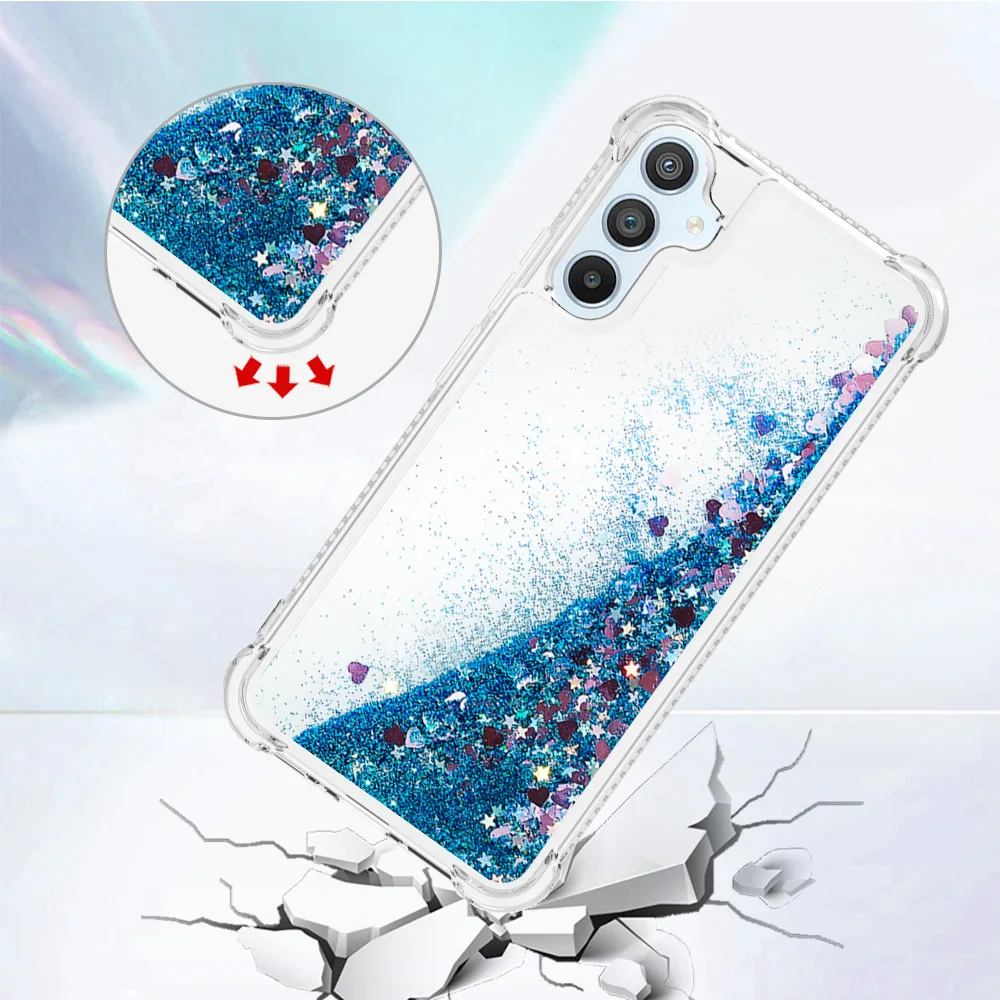 Sparkling Clear Liquid Quicksand Phone Cover with Dynamic Glitter Design