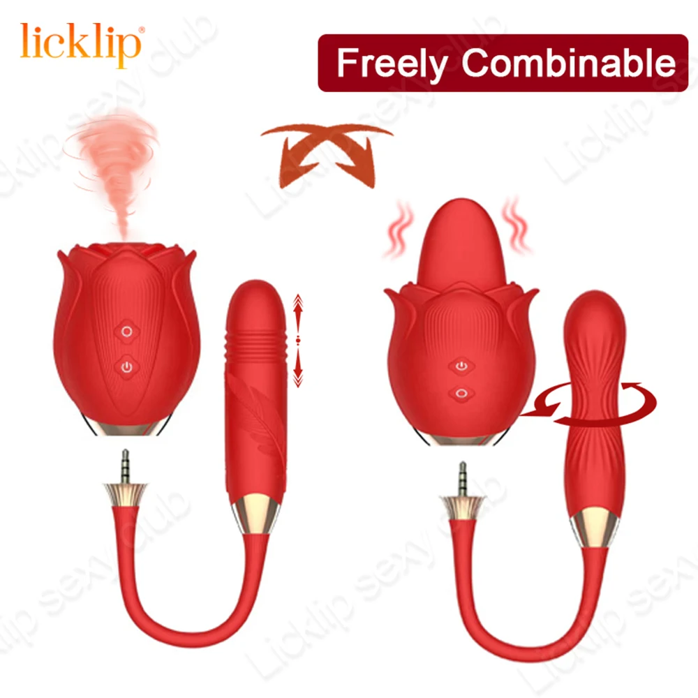 Licklip Rose Toy Licking Sucking Vibrator Freely Combinable Nipple Sucker Clitoris Stimulation Powerful Sex Toys for Women