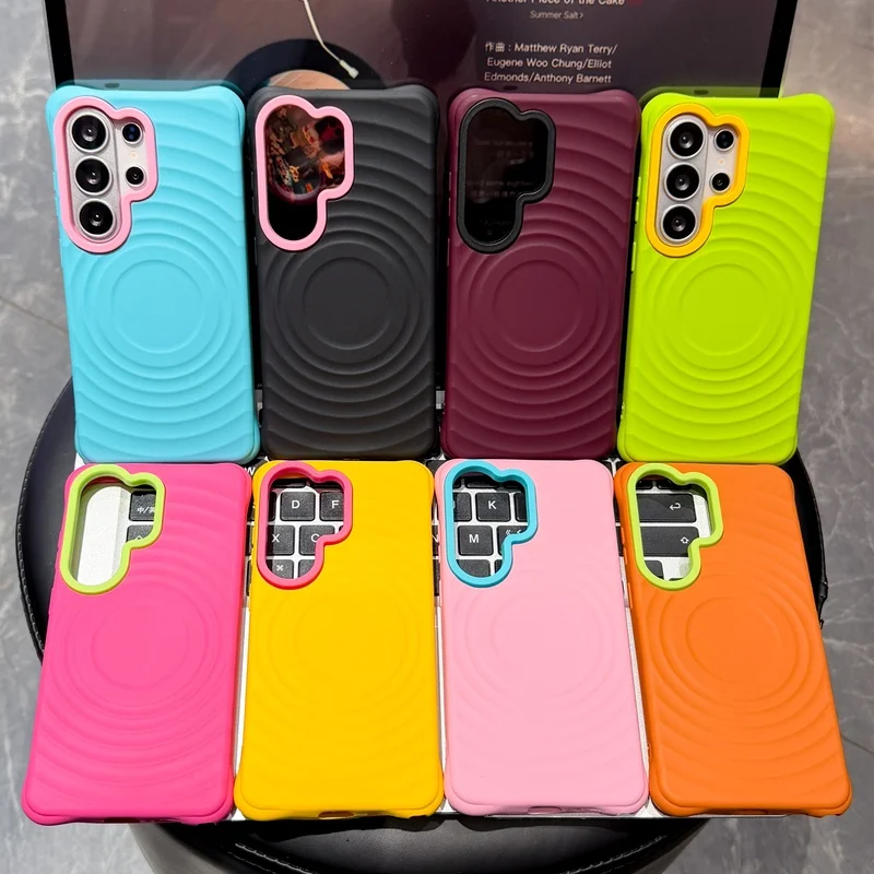Wave Texture 2-in-1 Phone Case with Contrast Color Lens Frame and Shockproof Cover