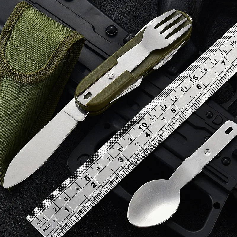 Outdoor folding detachable combination hiking travel cutlery multifunctional multi-open Swiss knife knife fork spoon set cutlery set picnic cutlery set picnic tableware camping cutlery set