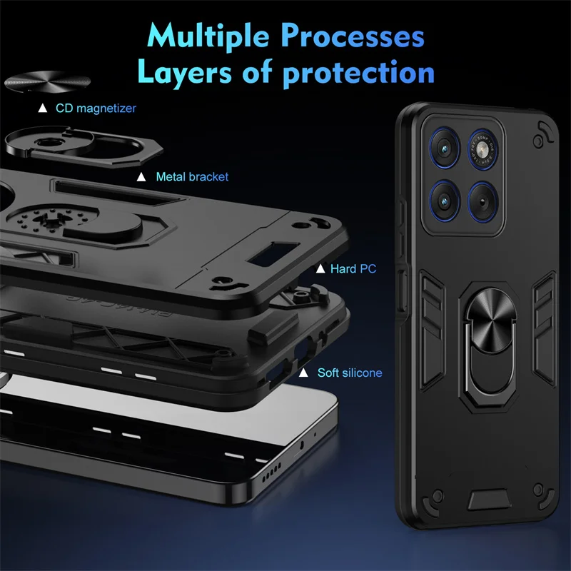 Military Grade Shockproof Protective Case with Ring Stand Holder