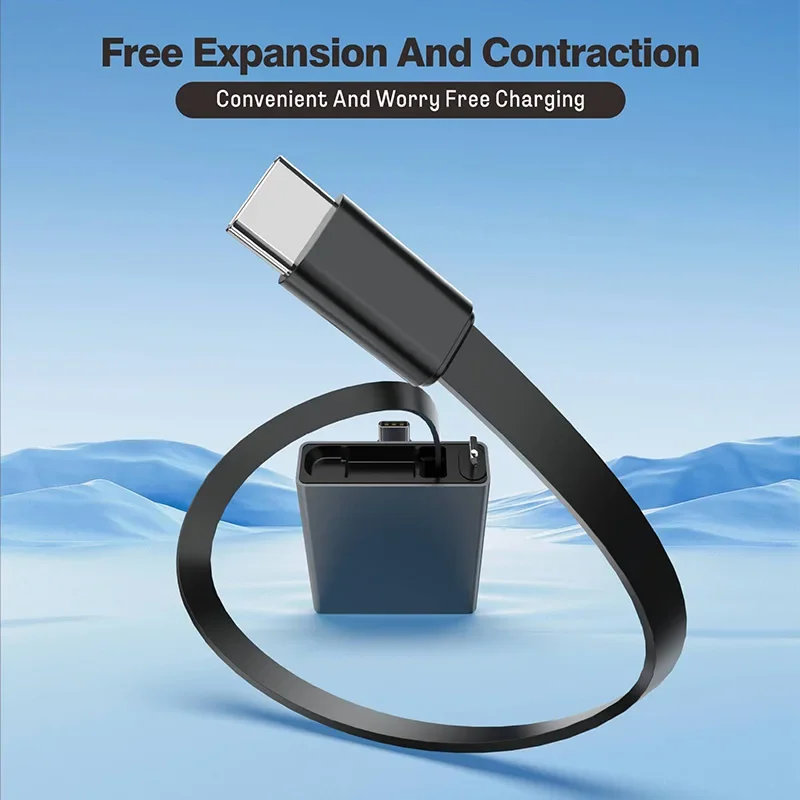 리트랙터블 USB C타입 케이블 60W PD 고속 충전 (아이폰 17, 16, 15, 14, 13 / 삼성 휴대폰, 노트북용 충전 케이블)